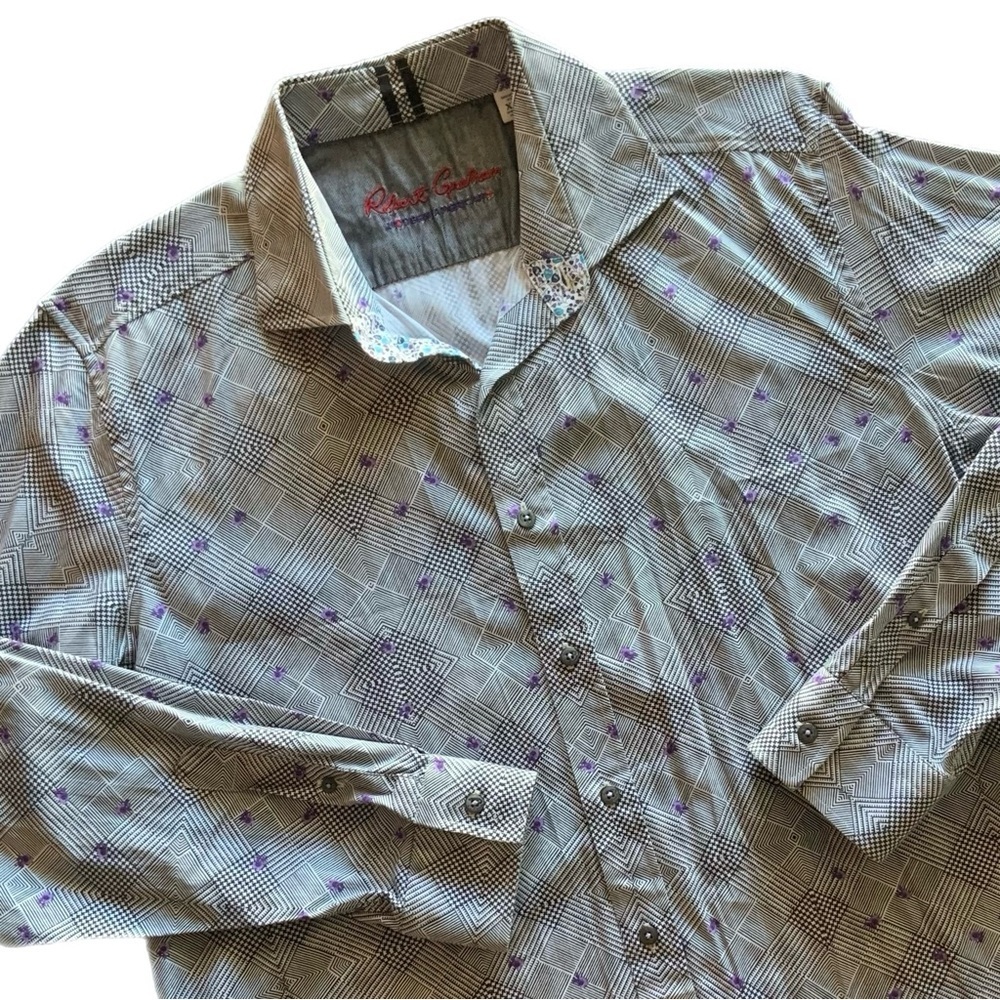 Robert Graham Modern Americana Geometric Pattern Tailored Fit Shirt